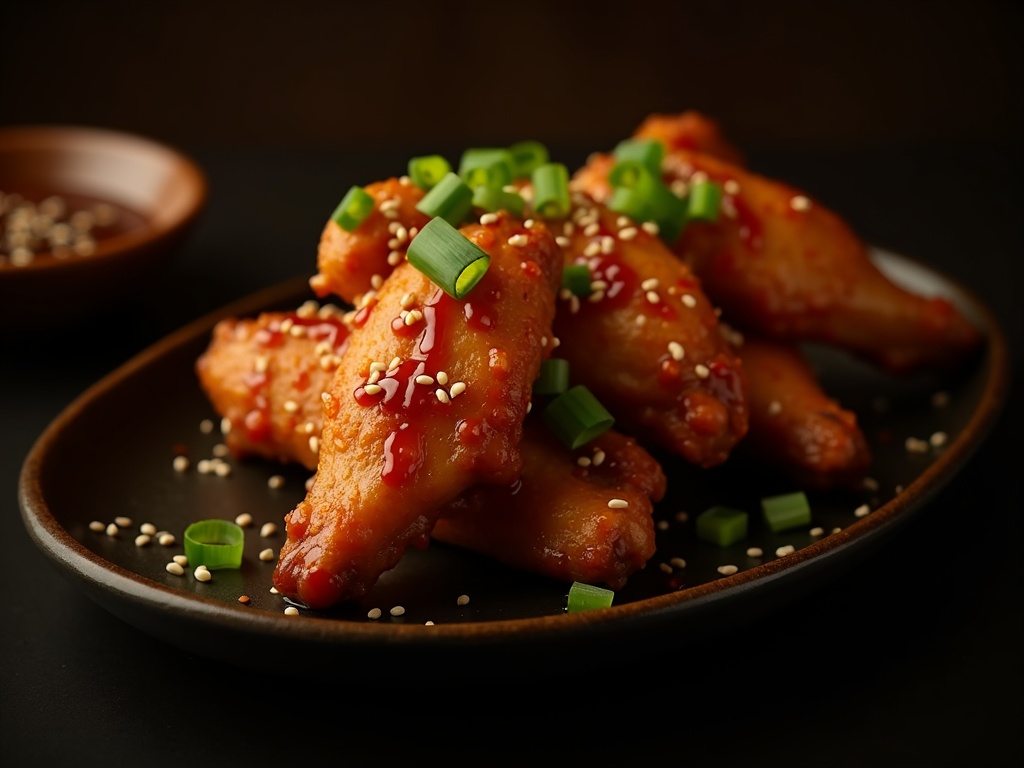 Crispy seasoned wings with dipping sauce